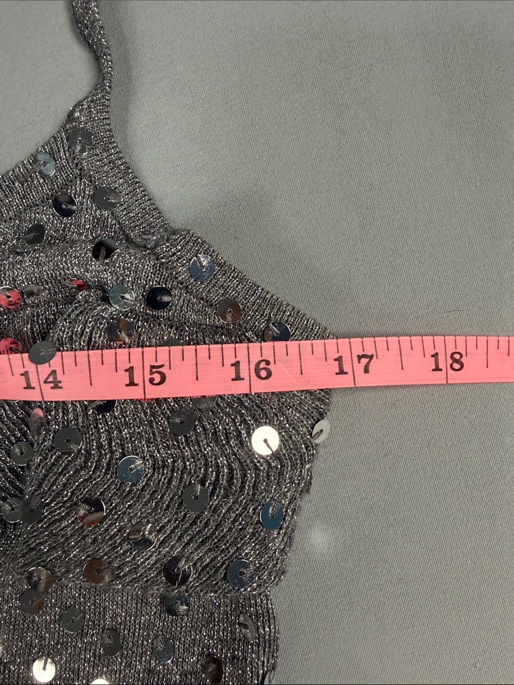 INC International Concepts Silver Sequin Ruffle knit shirt. - Picture 8 of 9